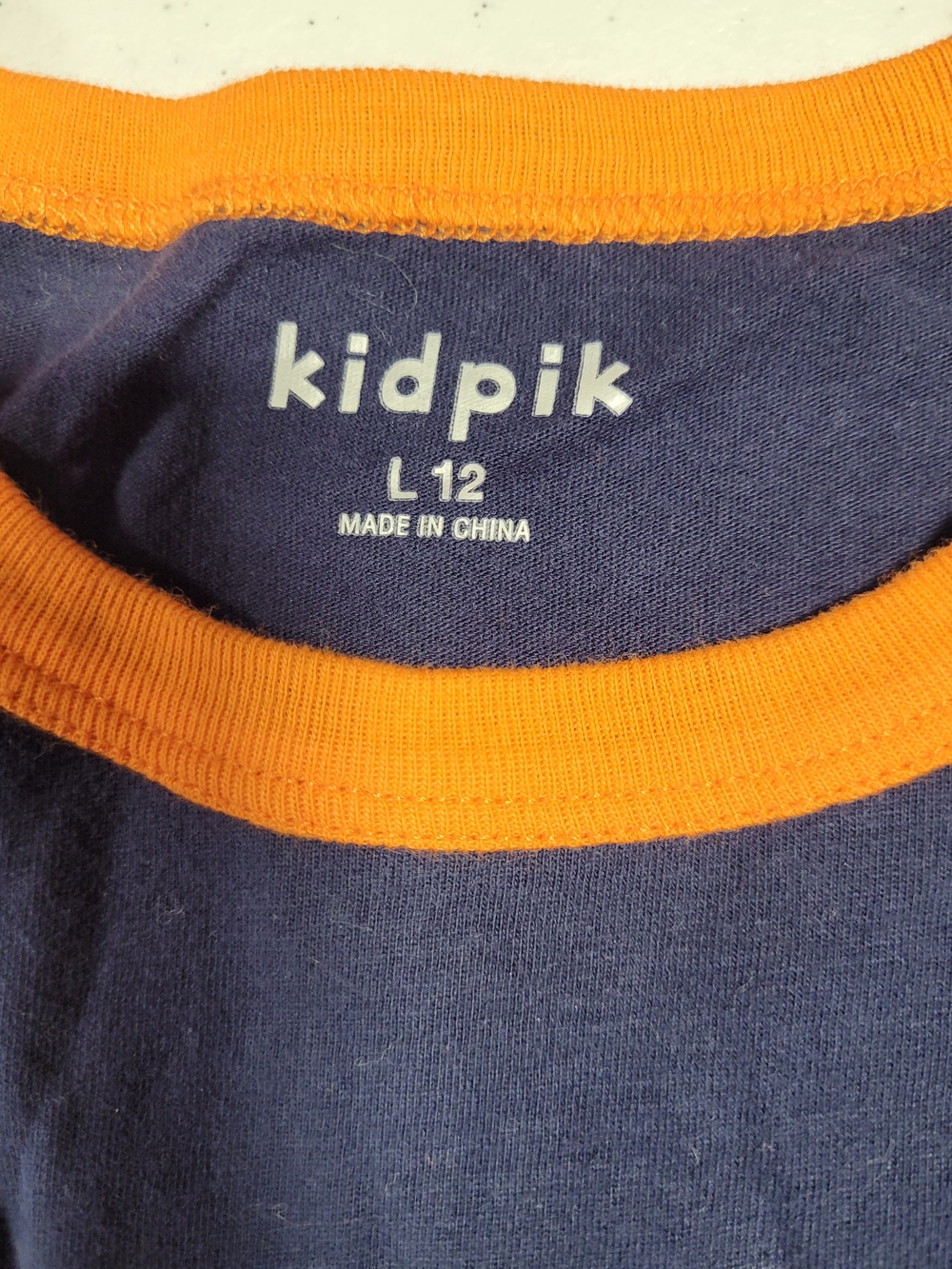 kidpik Colorblock Navy & White Tee with Orange Trim - Picture 2 of 3